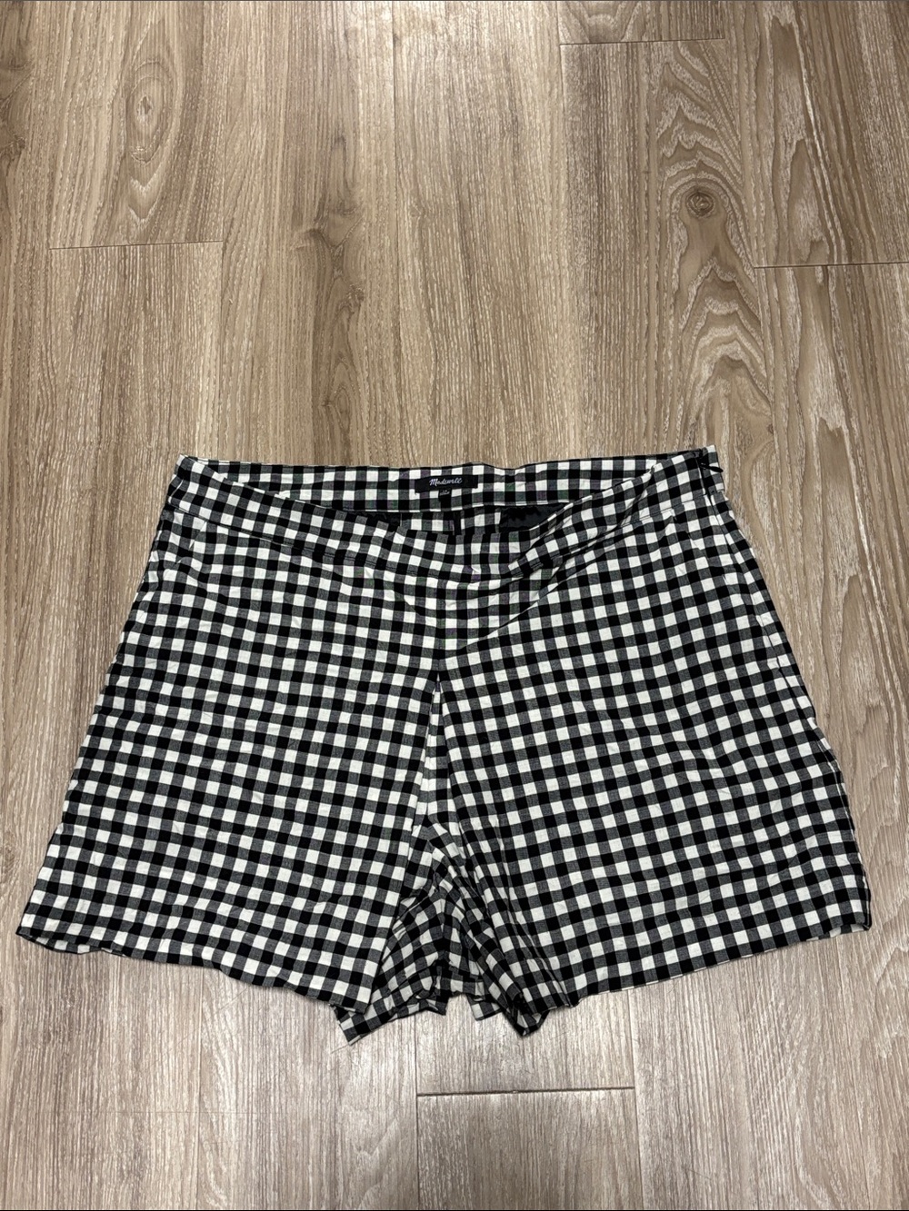 Madewell Mini Gingham Skort Size 14 Black and White Preppy Punk Wool Blend